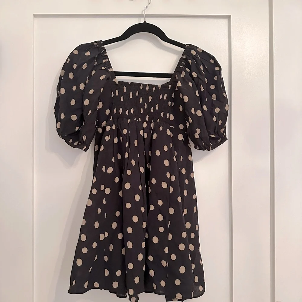 NWT Abercrombie Emerson Polka Dot Puff Sleeve Mini Dress XSMALL Petite